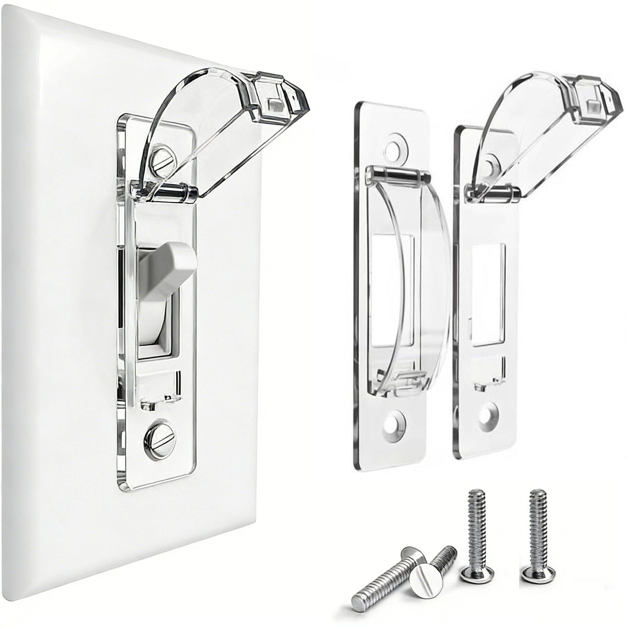 ZEFTV 2 Pack Toggle Light Switch Cover Guard Child Proof Wall Light Switch Lock Protects Your Lights from being Accidentally Turned On or Off by Children and Adults, Clear