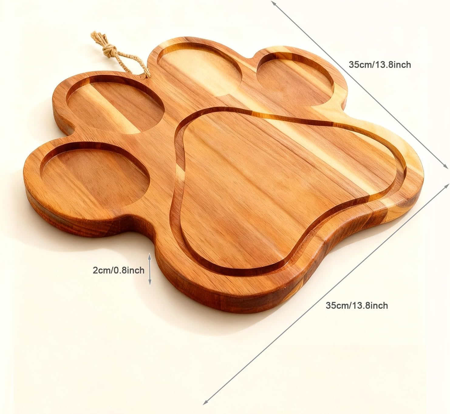 13.8 Inch Large Acacia Wood Paw-Shaped Charcuterie Board - Gift for Pet Lovers, Dog & Cat Parents, And Animal Enthusiasts (Paw)