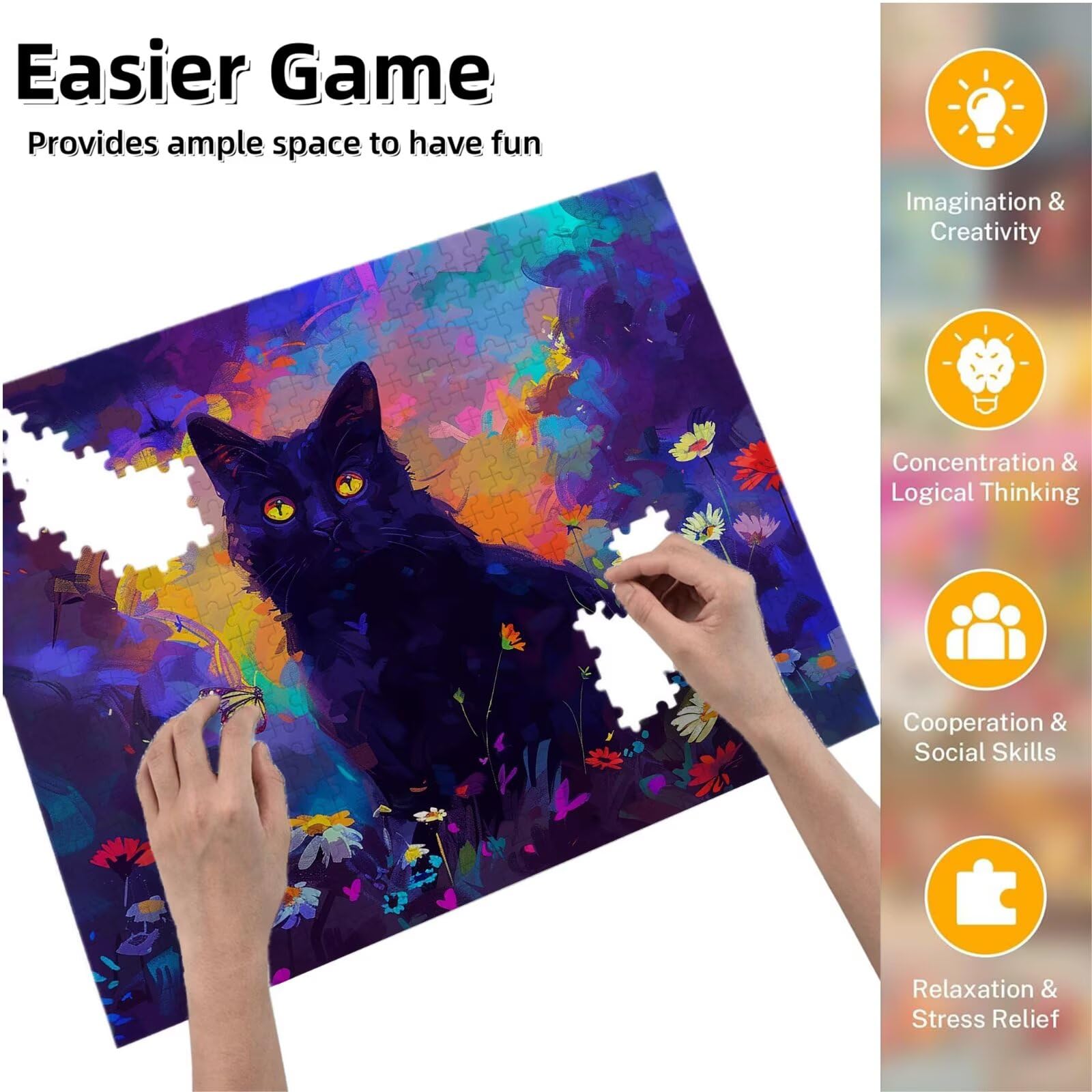 Puzzle dla dorosłych, 6000 sztuk, trudne drewniane puzzle, gra, gra logiczna, gra ręczna, dekoracja rodzinna, kreatywna rozrywka, prezent 105 x 179 cm kot kwiaty 5 K0F-861
