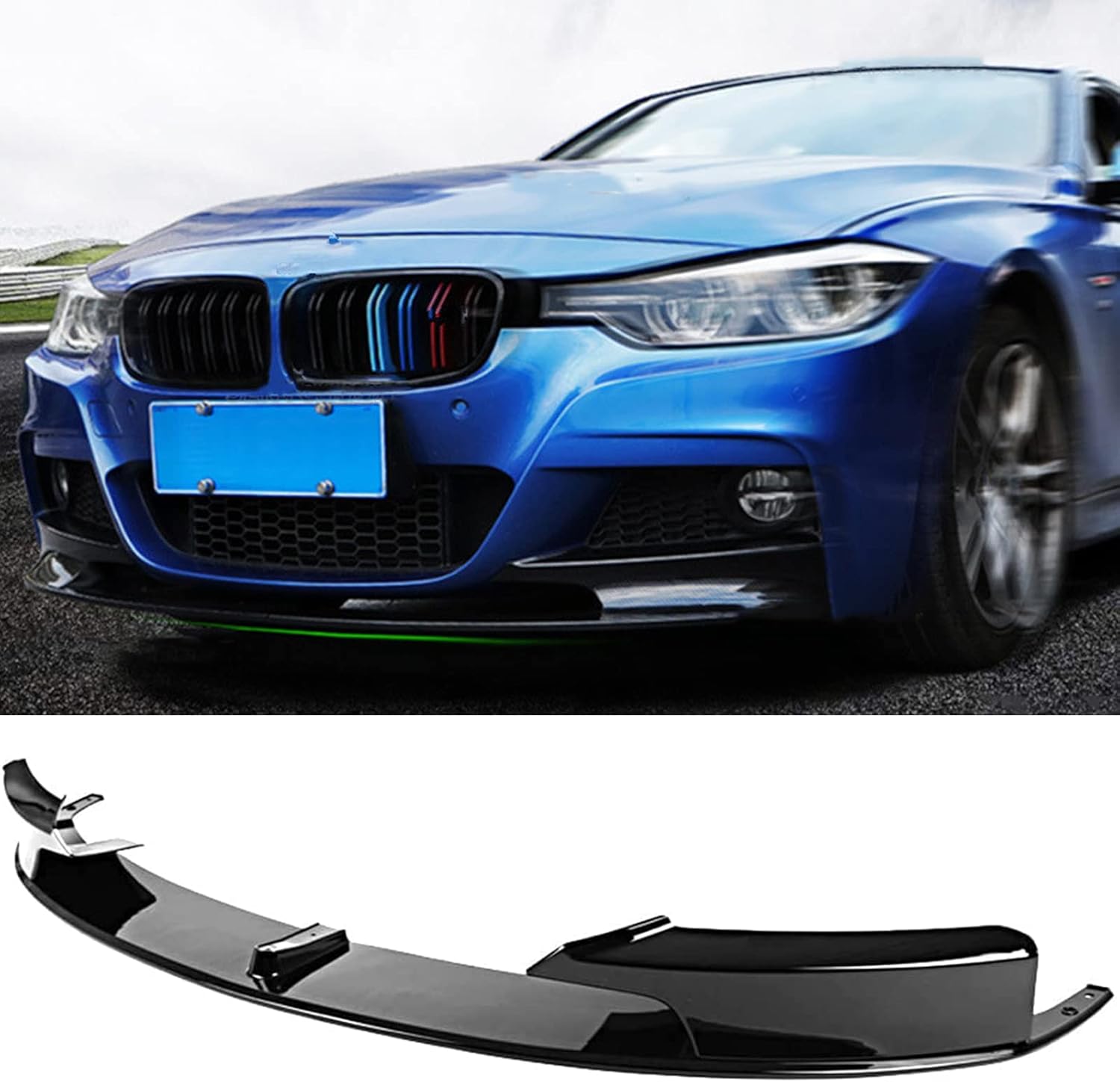 2PCS Front Bumper Lip Spoiler FIT 2012–2018 BMW 3 Series F30 F35 M Sport/M-Tech – Gloss Black, ABS Splitter Kit