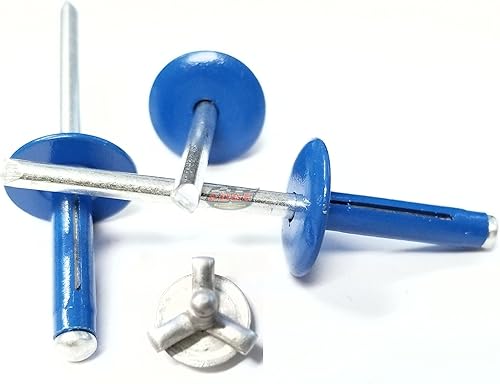 Miniatura 5 de Remaches explosivos blancos de 316 "Mandril de aluminio de cabeza grande de tres pliegues .040 - .354 Grip Range Fastener