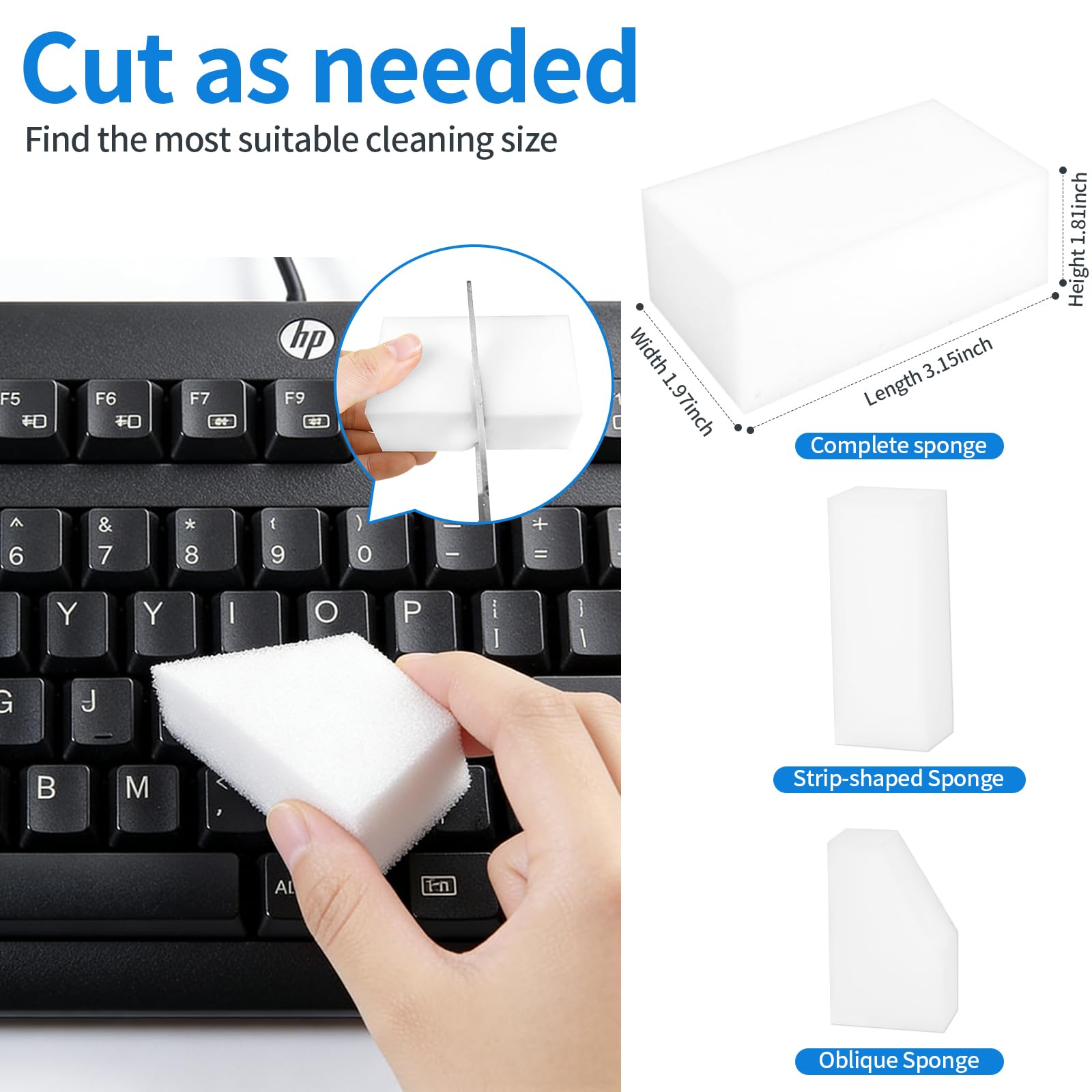 Paquete de 50 esponjas de Limpieza multifuncionales de melamina de 8 x 5 x 3 cm para Cocina, baño, Inodoro