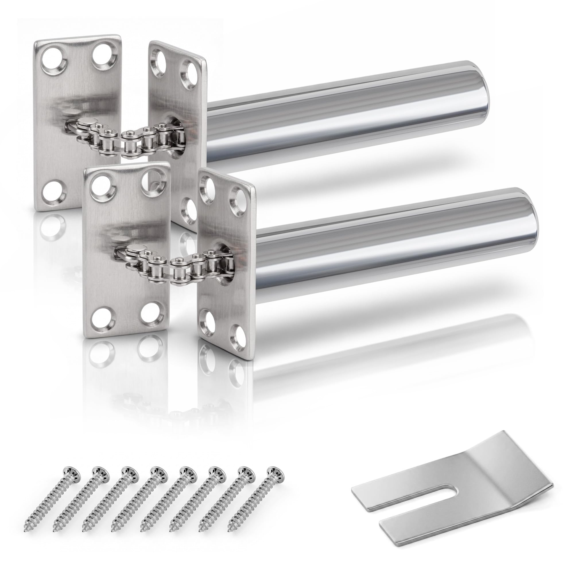 ZAVIA Concealed Door Closers for Internal Door (Up to 50kg Doors) | Metal Soft Close Auto Close | Automatic Concealed Door Closer (Works Well for Right & Left-Handed Doors) (2, Nickel)