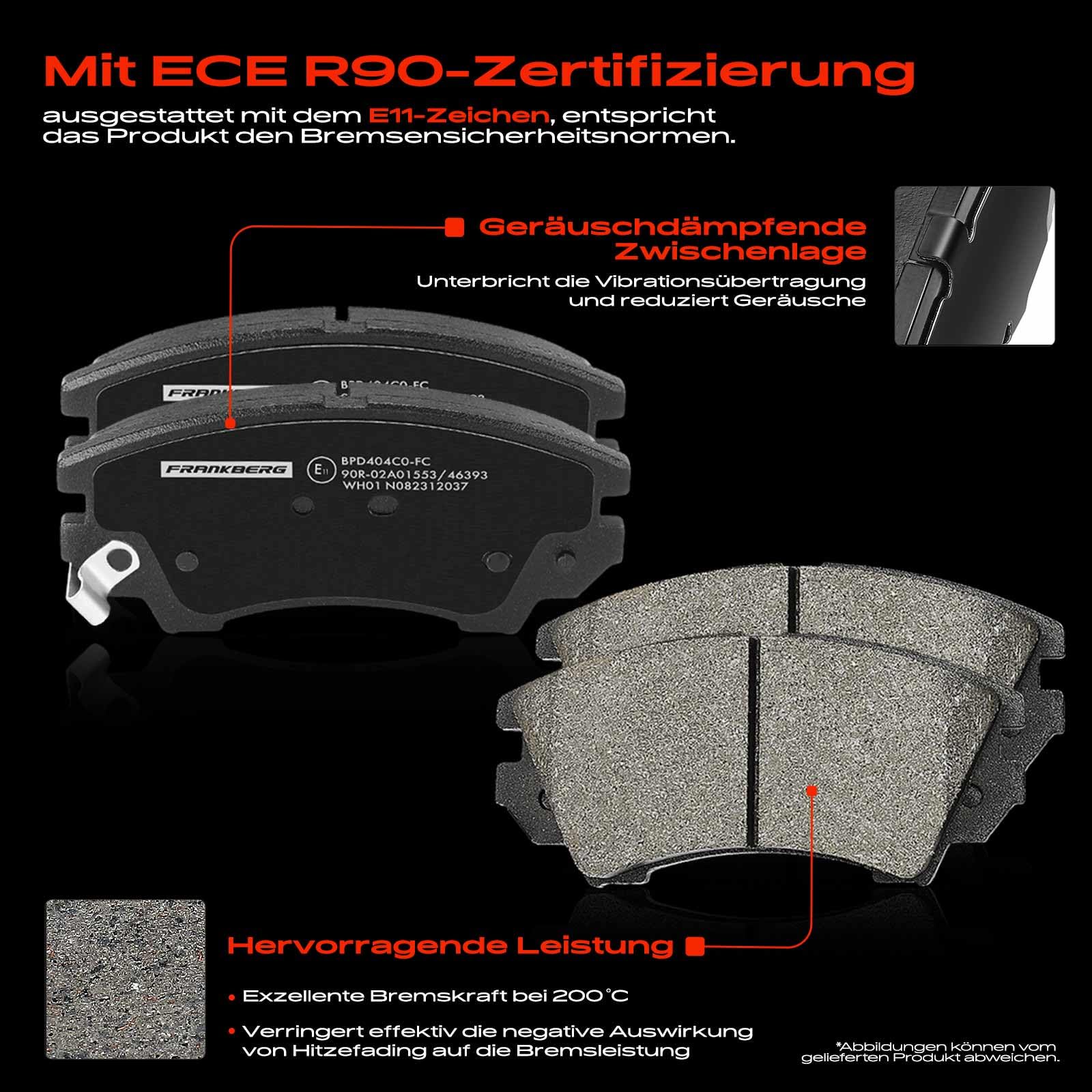 Frankberg Bremsensatz inkl. 2x Bremsscheiben + 4x Bremsbeläge Vorne Kompatibel mit Insignia A Sports Tourer G09 Insignia A G09 Replace# 13237751,22959104