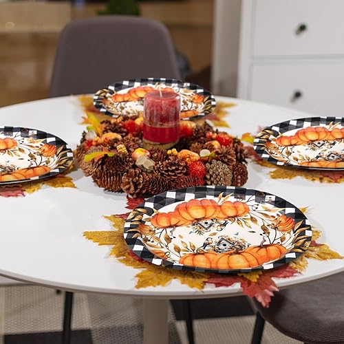 Miniatura 5 de Umigy 100 platos de papel ovalados a cuadros de búfalo de Papá Noel, platos de papel desechables para árbol de Navidad, bandeja decorativa para