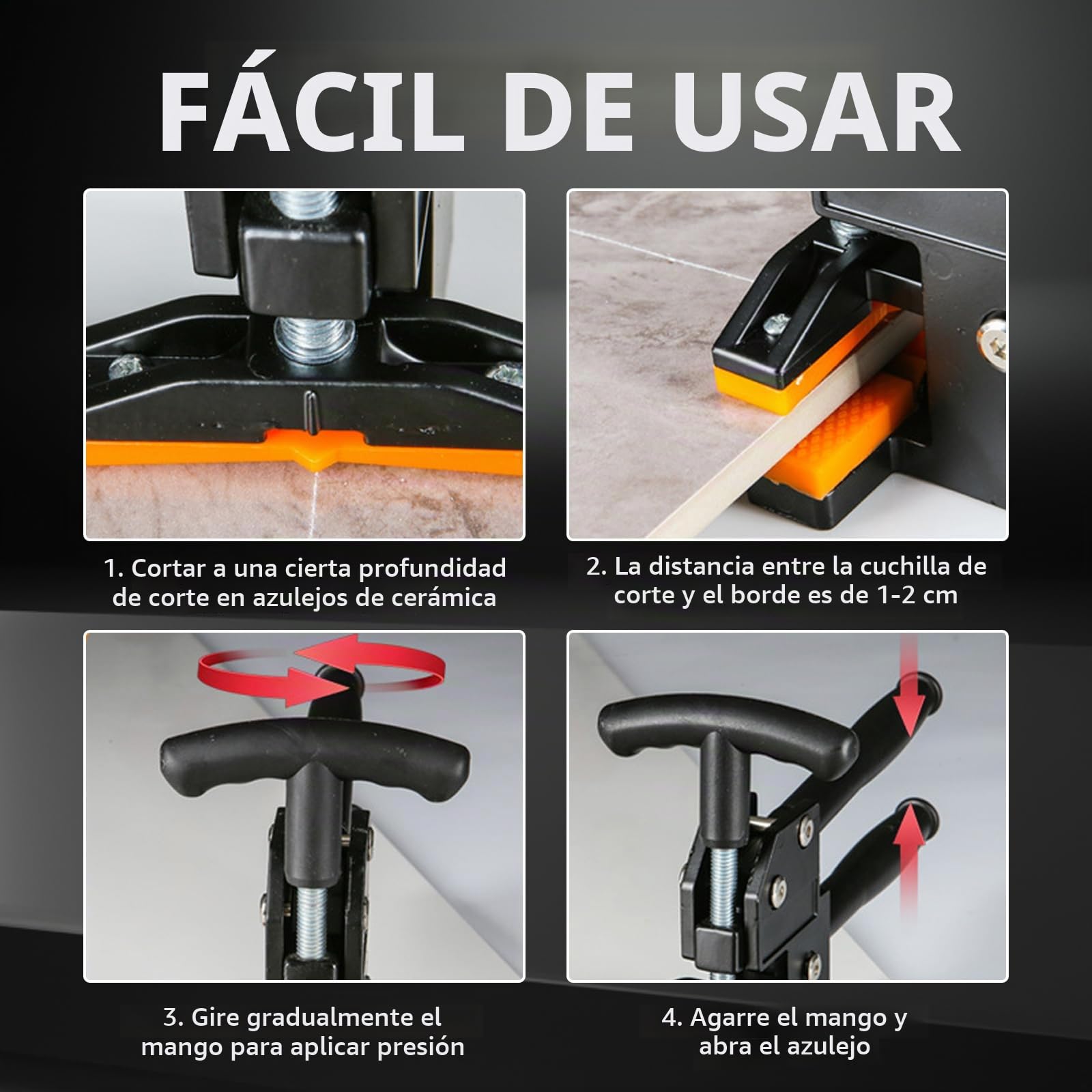 Cortador de Azulejos Manual, Alicates de Presión para Azulejos y Vidrio Ideal para Gran Formato Porcelana Cerámica Mármol Azulejos Esmaltados y Proyectos Profesionales de Corte
