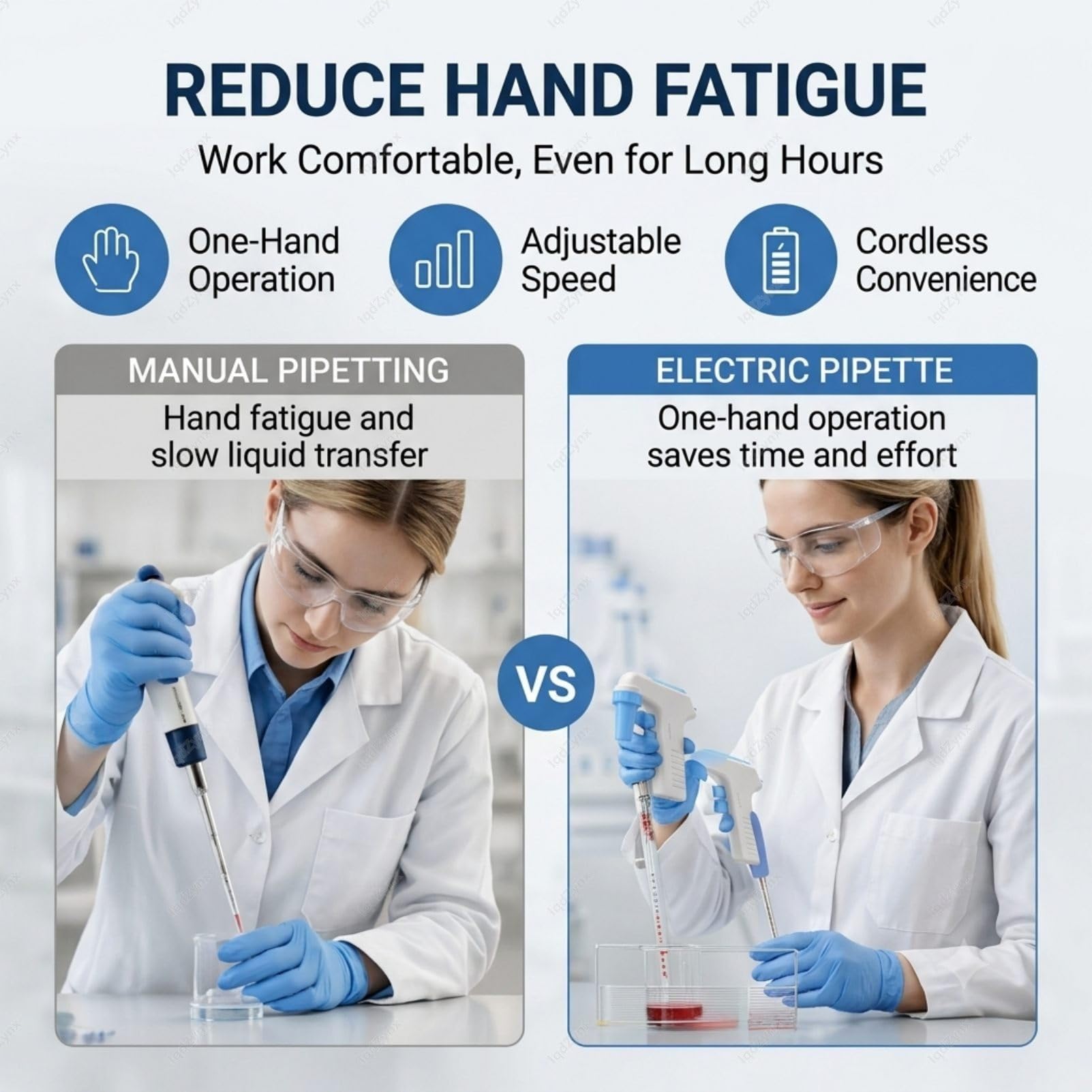 Controller Digitale per pipetta elettrica, riempitrice motorizzata per Pipette con Schermo LCD, Controllo a 6 velocità, pipetta Automatica da 0,1-100 ml per Laboratorio di Ricerca
