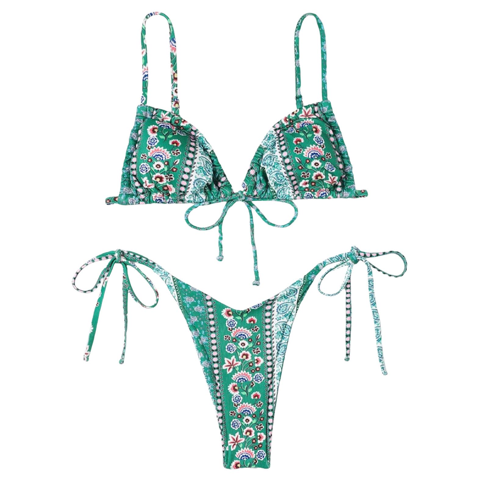 Bikini Sexy 2026 Costume da Bagno Donna Push Up Perizoma Brasiliano Abbigliamento Spiaggia, Verde, S