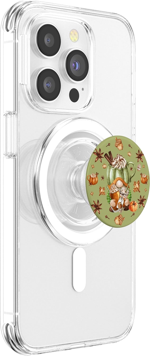 Unique Pumpkin Spice Design With Funny Thanksgiving Gnome PopSockets MagSafe PopGrip for iPhone