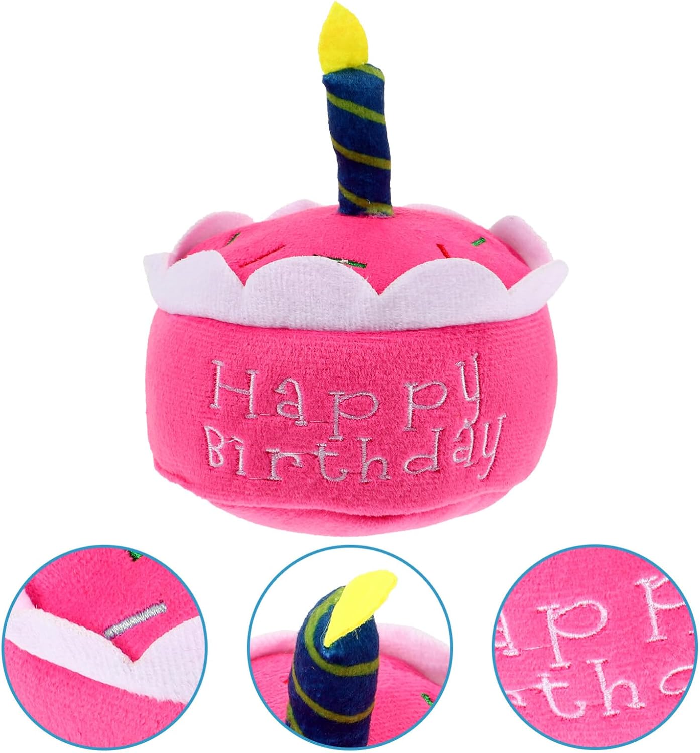 Didiseaon Dog Birthday Cake Plush Toy Squeaky Pet Birthday Cake Shaped Interactive Toy for Dogs and Lightweight for Relief and Healthy Chewing Habits