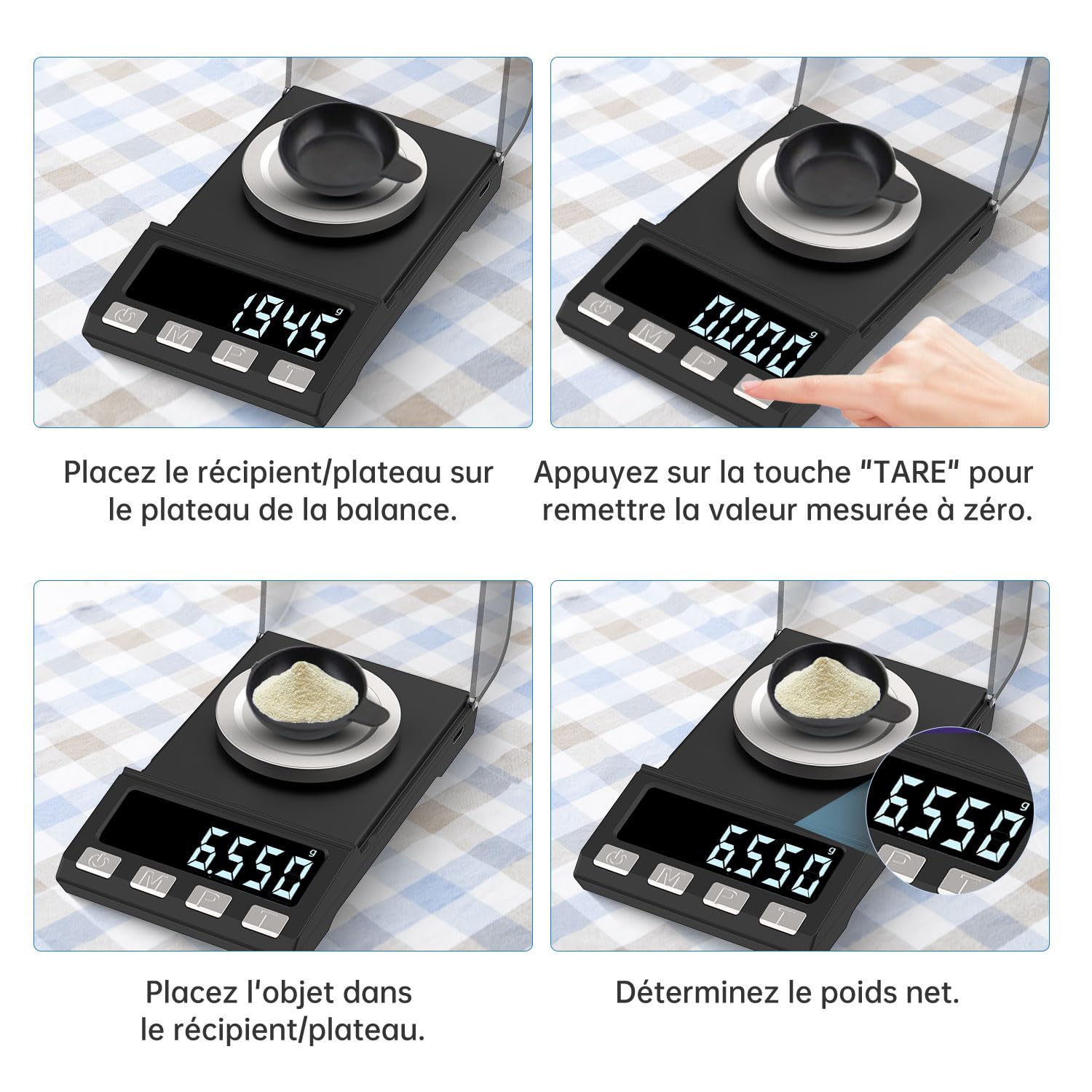 Recargable por USB 100 g/0,001 g Balanza de Precisión Miligramos Balanzas de Bolsillo Balanzas de Joyería,Balanza de Cocina Apply to Weighing Powder,Joyería, Oro Bolsillo con Peso de Calibración