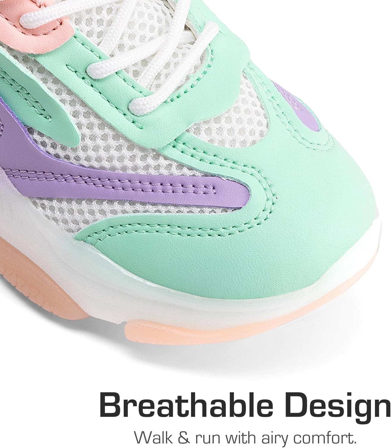 DREAM PAIRS Kids Girls Sneakers Jelly Sole Lace up Shoes Lightweight Walking Shoes for Girls Boys - Image 3