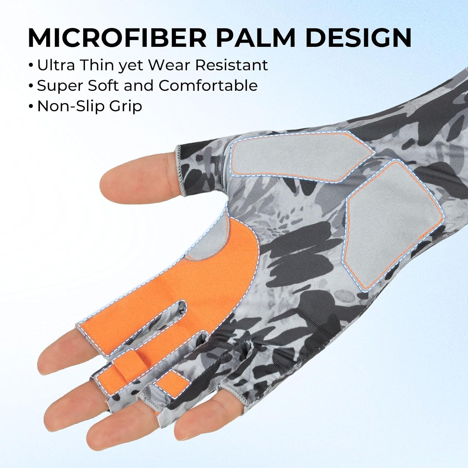 KastKing Agies Fishing Gloves Men, UPF 50+ Sun Gloves UV Protection, Cooling Quick-Dry 3/4 Fingerless Gloves with Extended Cuff, Microfiber Palm & Pull Tabs, for Fishing, Kayaking, Hiking, Hunting