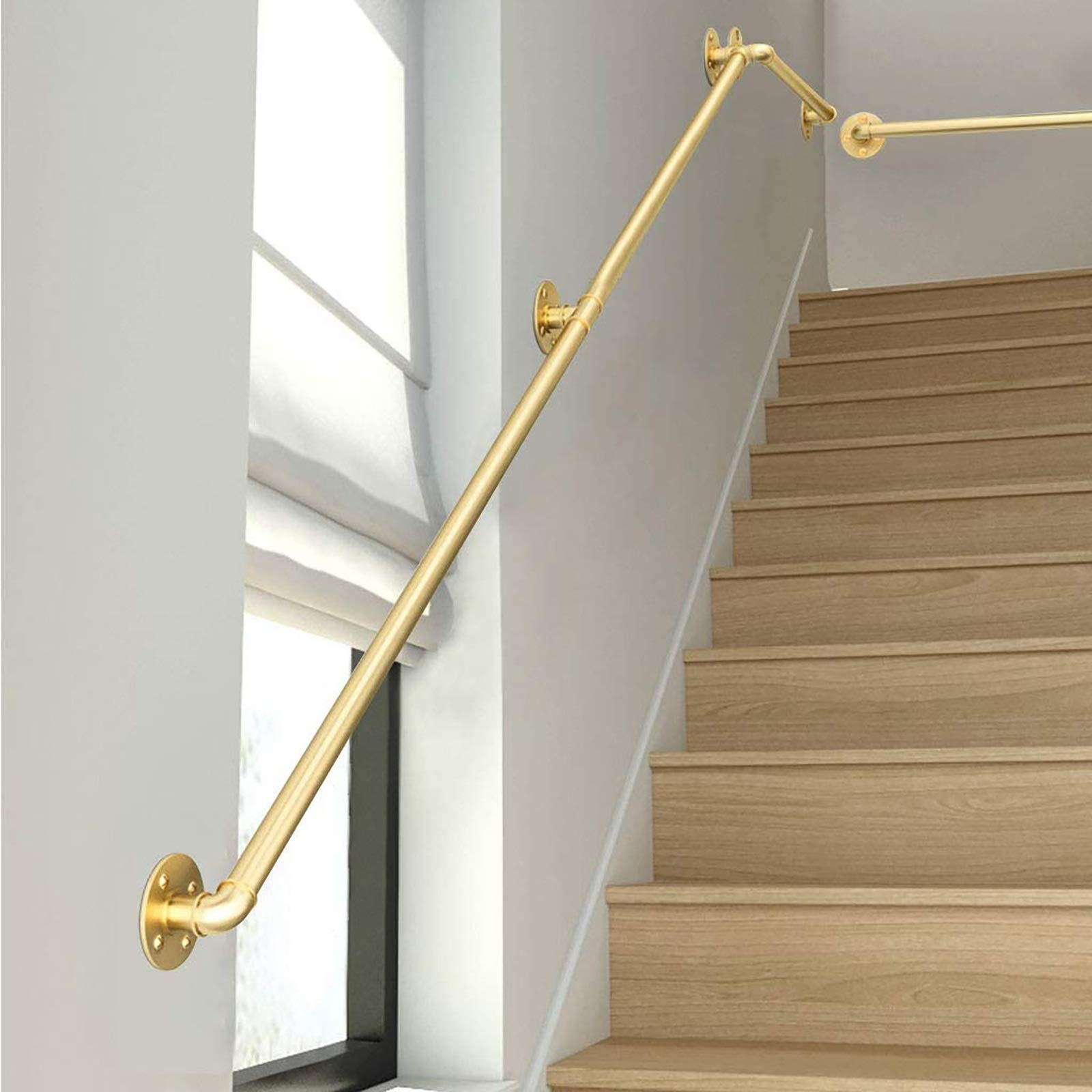 Main courante d'escalier en fer doré CHEWYNP avec kit complet de support pour loft