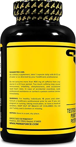 Miniatura 3 de Primaforce Cafeína con L-teanina, 100 mg de cada una, 180 cápsulas, 180 porciones, sin OMG, sin soja y sin gluten