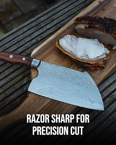 Miniatura 3 de The Cooking Guild Grizzly Series - Cuchillo de carnicero profesional serbio de 7.8 pulgadas con acero inoxidable japonés de alto carbono