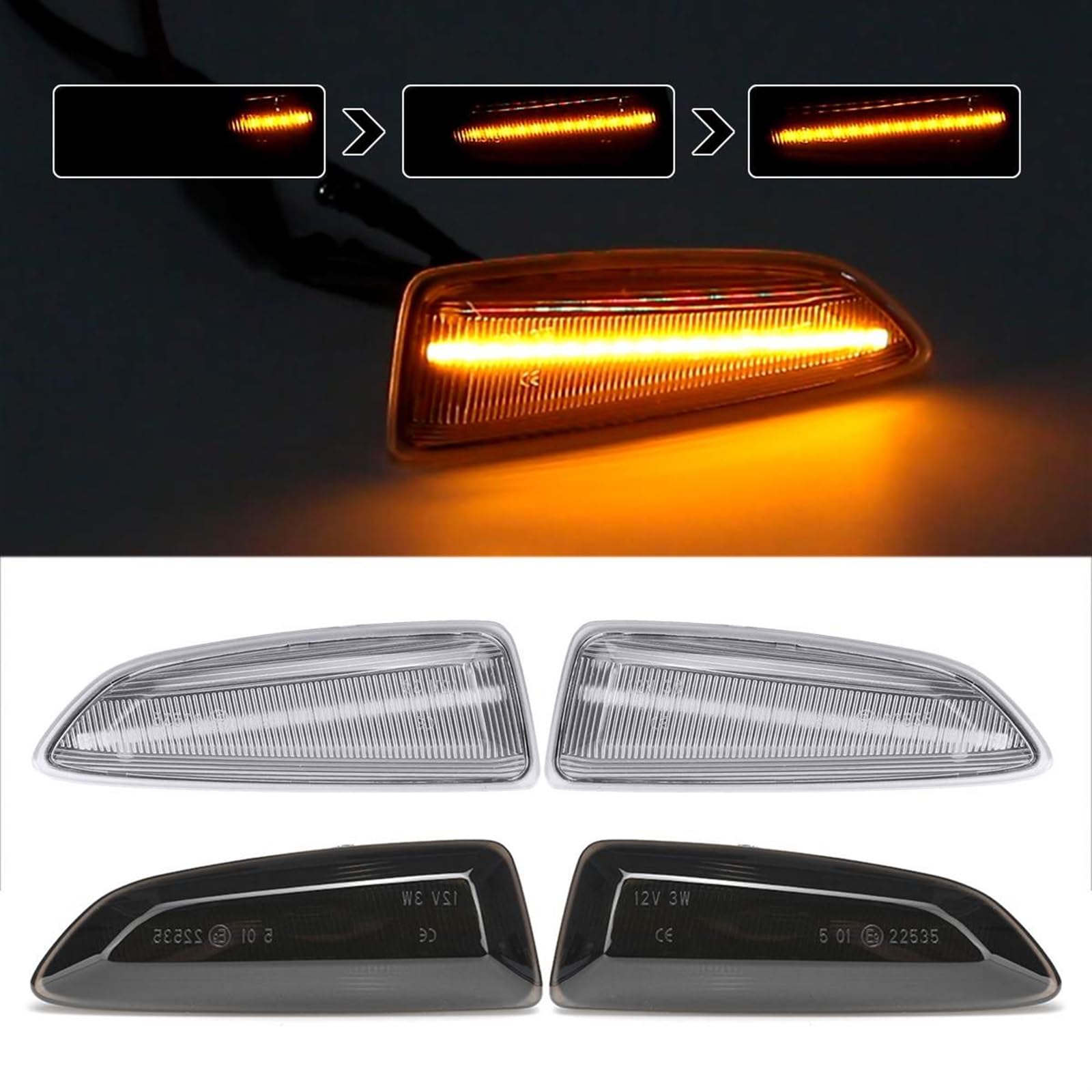 2 szt. Płynące światła obrysowe boczne Dynamiczny 12 V kierunkowskaz Boczna lampa wzmacniająca Lampa panelowa, dla opla, dla Vauxhall, Insignia B Światło kierunkowskazu samochodowego(Dc)