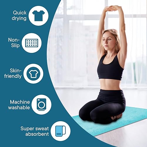Miniatura 2 de Toallas de yoga, toalla antideslizante para esterilla de yoga caliente con puntos de agarre, manta de yoga de microfibra suave súper absorbente para