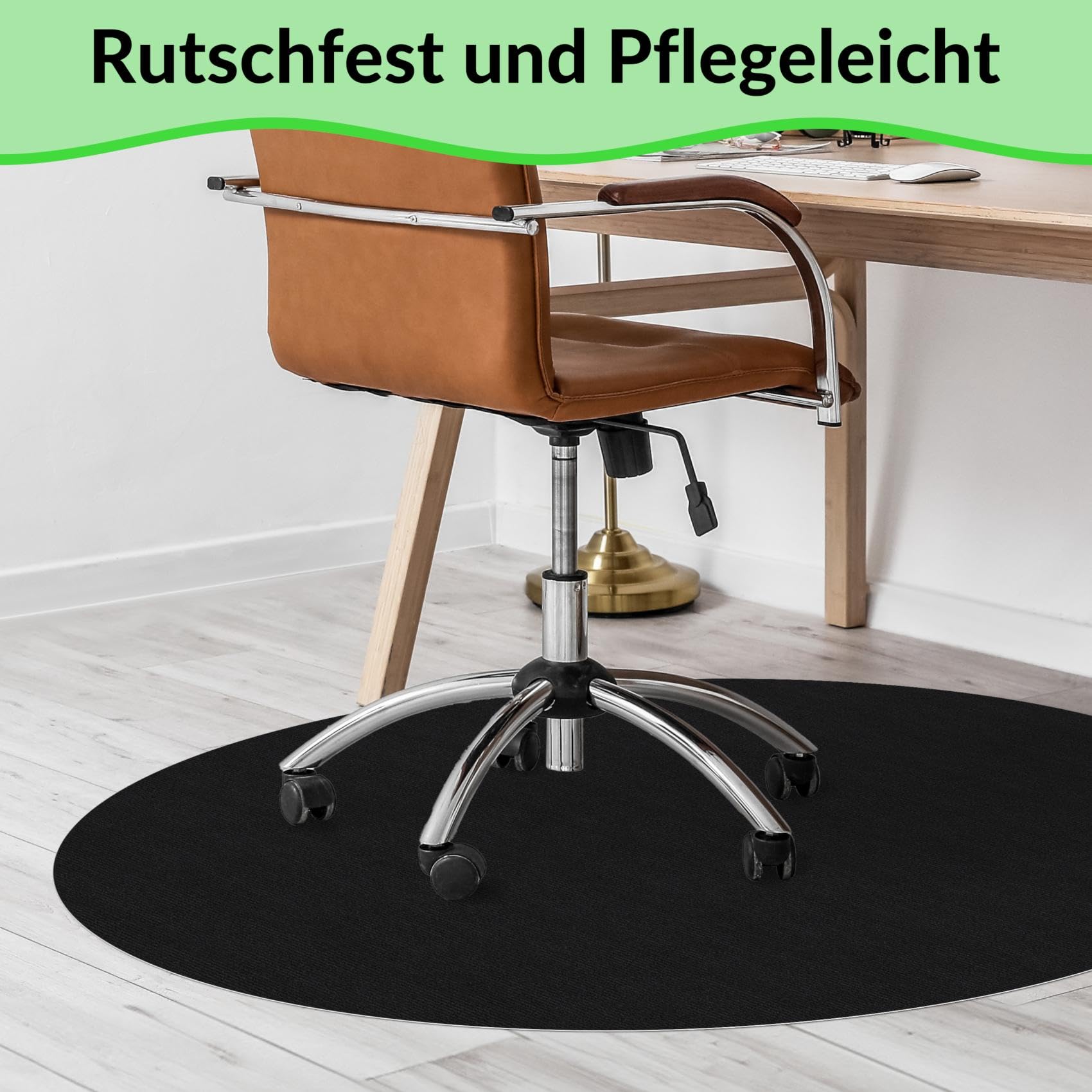 Nemesis Tapis de protection de sol pour chaise de bureau - Antidérapant - Pour parquet et sols durs - Rond - 120 cm - Noir