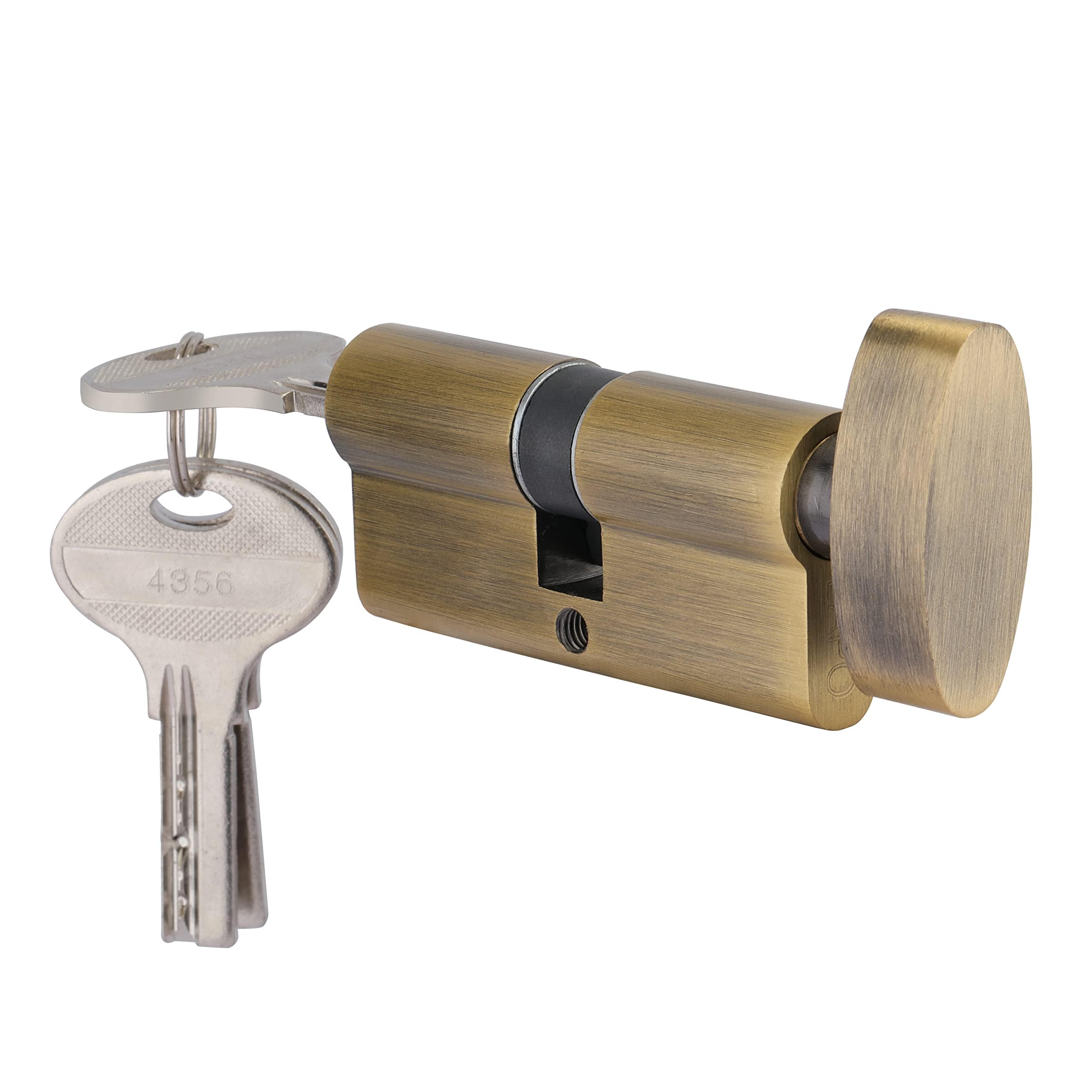 LAPO 70 mm Brass Cylinder Lock for Mortise Handle Lock Fittings for Wooden Door | Cylinder with 3 Brass Ultra Keys(Antique Finish)-Pack of 1 1