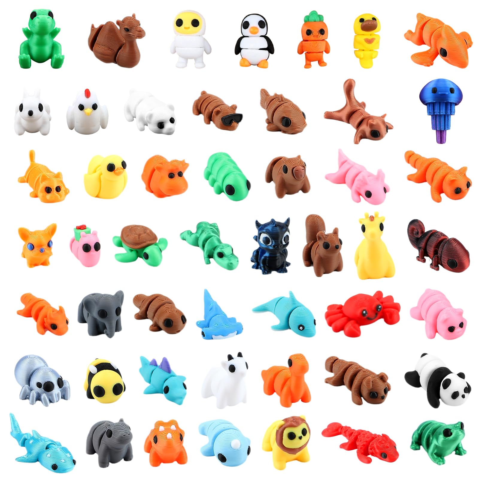 DOTDIW 50 Pcs Mini 3D Printed Animals Toy
