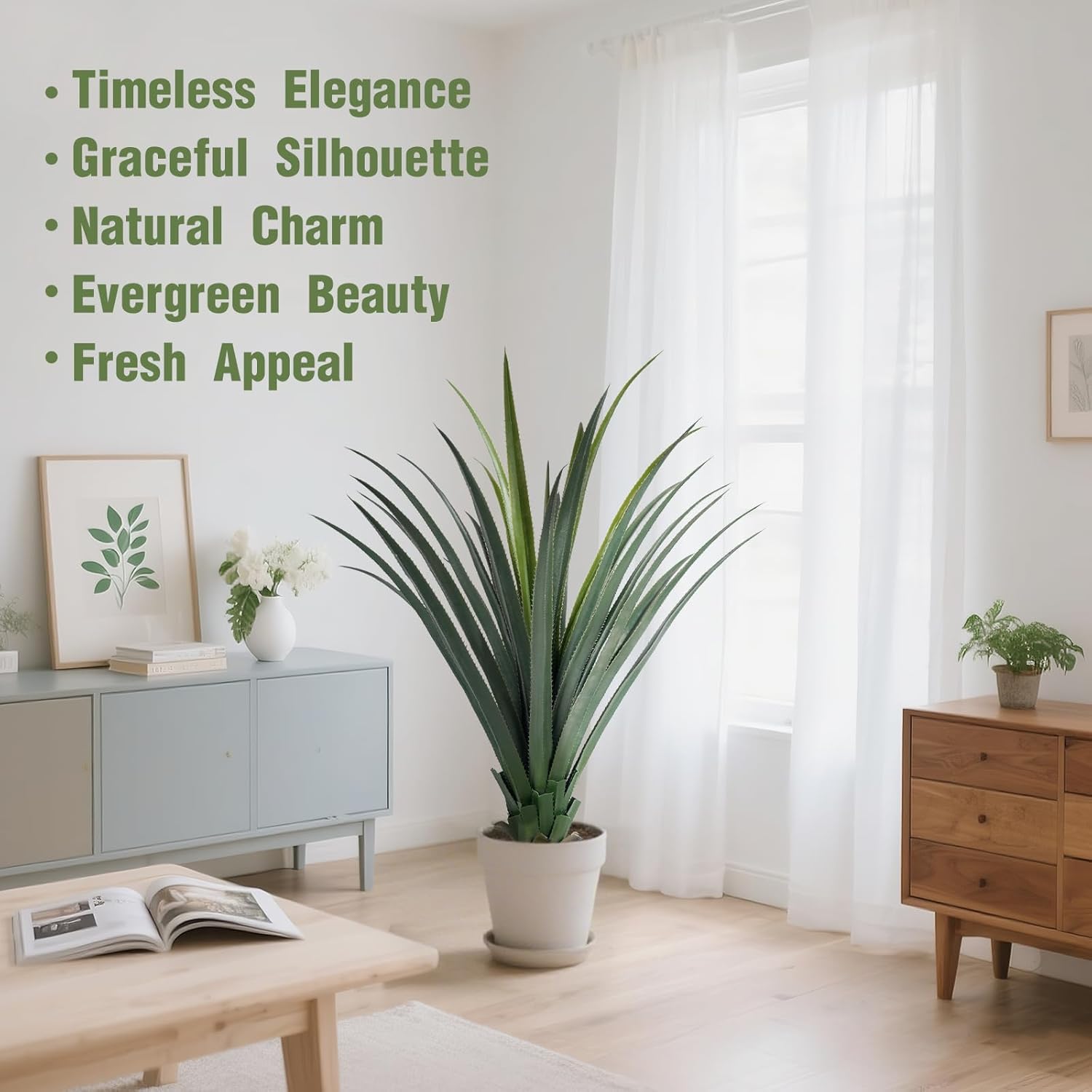 4ft Artificial Agave Plant with 30 Leaves, Realistic Succulent Plant for Indoor and Outdoor Decor 1-Pack