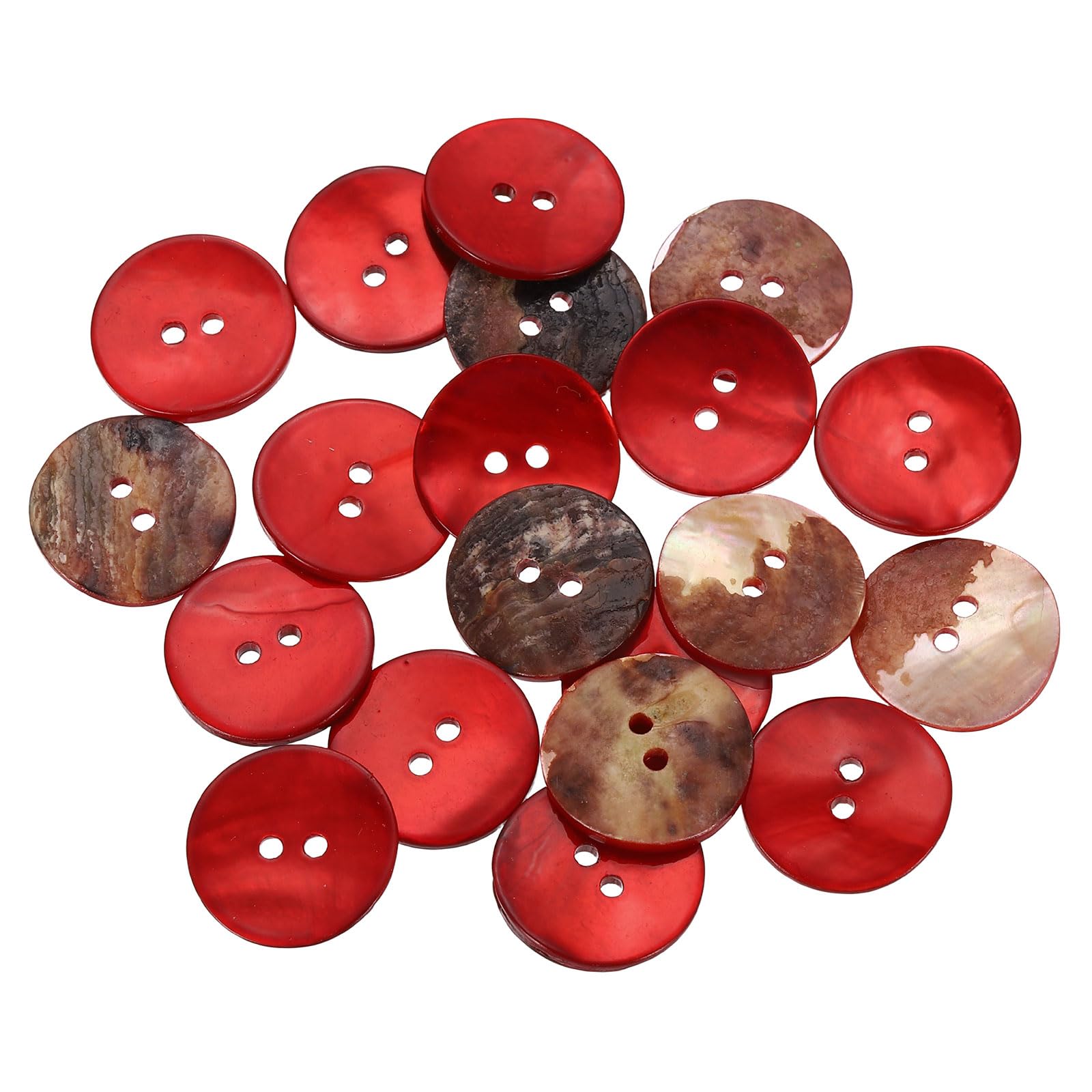 sourcing map 20Pcs Natural Shell Buttons, 18mm 2 Hole Mother of Pearl Blazer Buttons Sewing Craft Shell Discs for Shirt Sewing DIY Crafts Decoration, Red