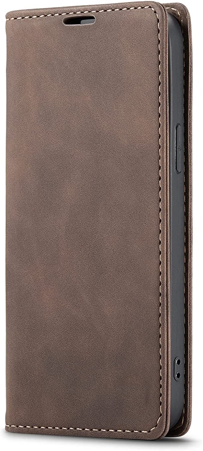Étui antichoc iPhone 13 en cuir véritable marron avec béquille - 6