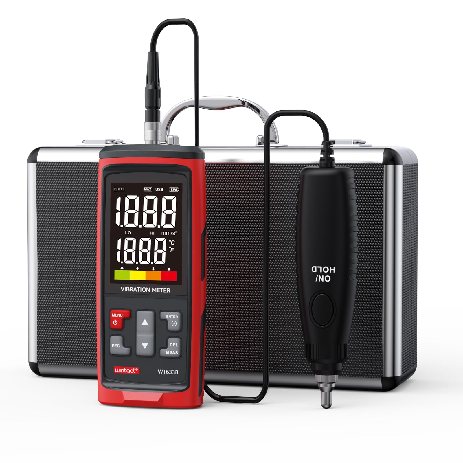 Vibrómetro Wintact WT633B, análisis de vibración mecánica, aceleración, velocidad, desplazamiento, temperatura