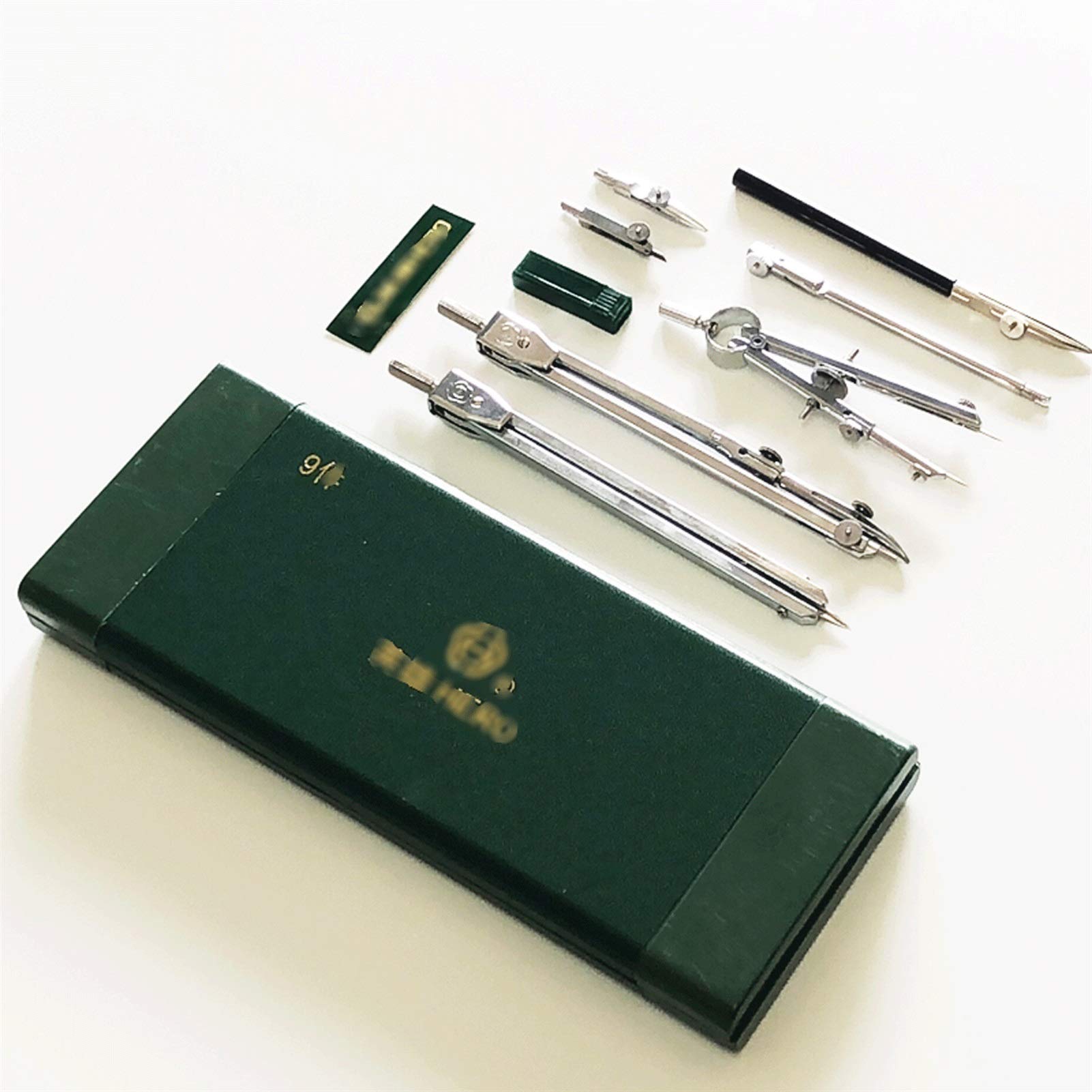 Zirkel Professionelles Zeichnung Kompass Werkzeugsatz, Math Kit Set 9 Stück Student Supplies for Holzbearbeitung, Zeichnungs- und Technikzeichnungen Geometrie Zeichnen Zirkel