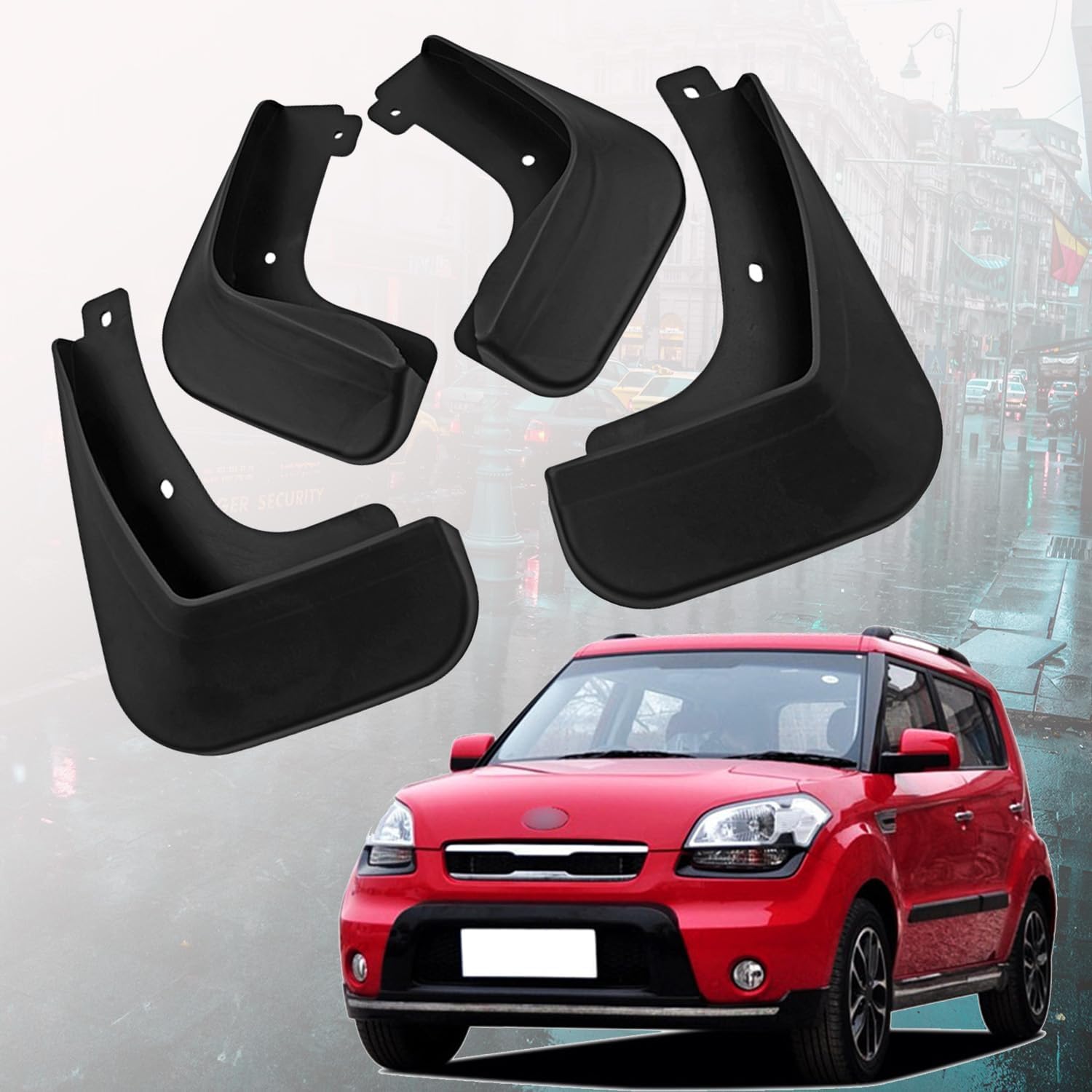Fengxh Normal No-Drill Mudflaps For Kia Soul Sport 2010-2013, Bolt-On Kit, Road Legal