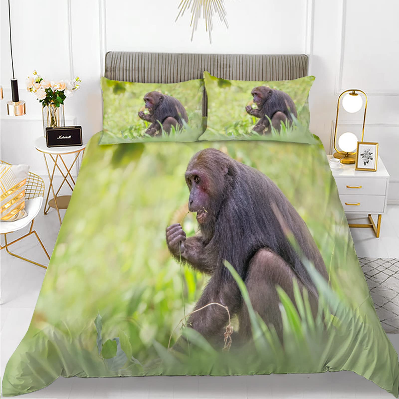 Housse de Couette 160x200 Singe Cyan microfibre douce pour protéger la peau sensible des enfants