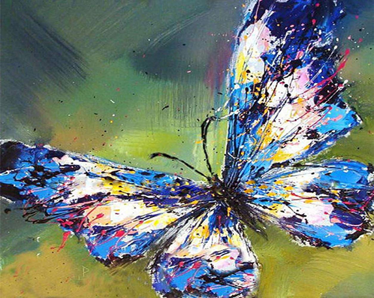 ABEUTY DIY Fabric Decorating Kits, Paint by Numbers Butterfly Animal 16x20 inches Number Painting Wall Art (Butterfly 1, Wooden Framed) โ image 1
