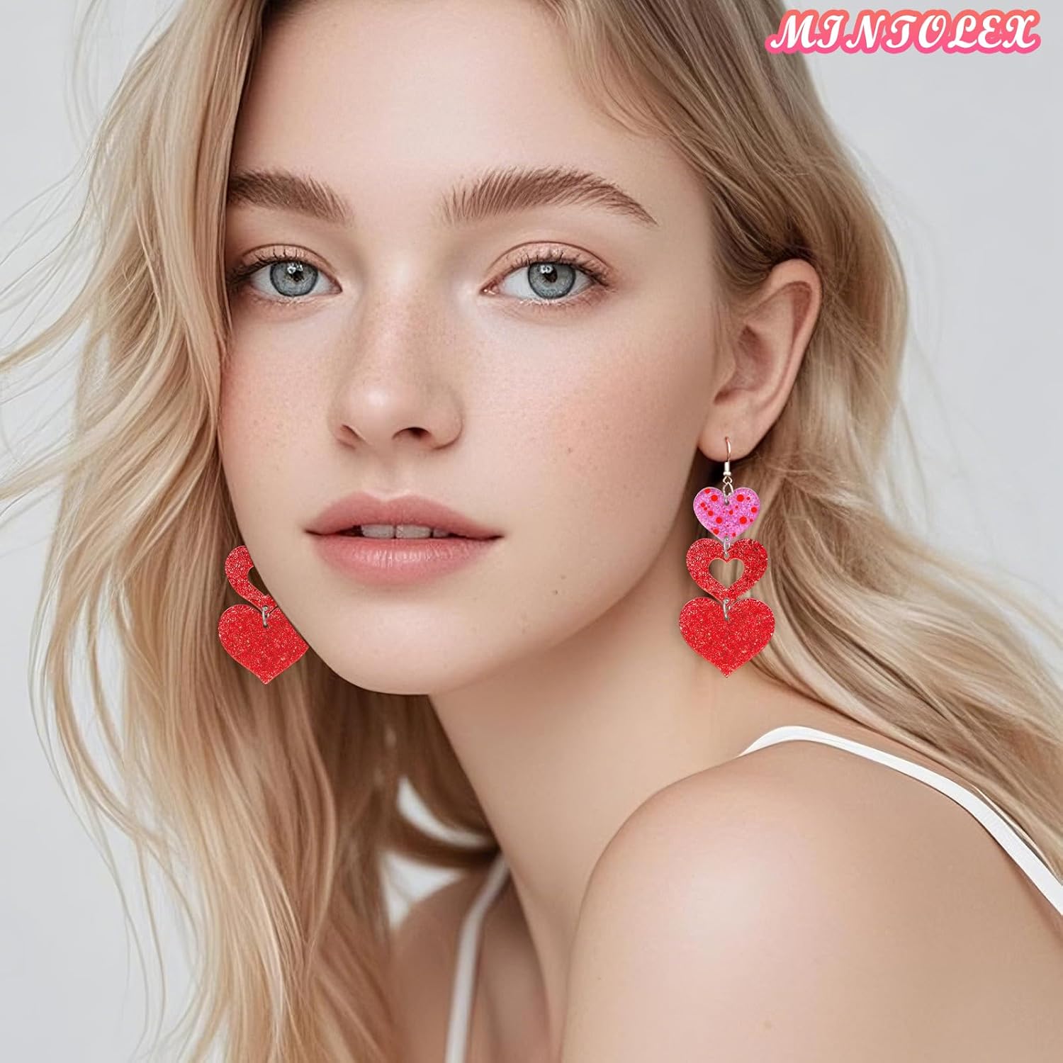 Heart Earrings for Women Acrylic Glitter Red Pink Long Drop Earring Multi Hearts Love Earrings Jewelry for Valentine's Day - Image 5