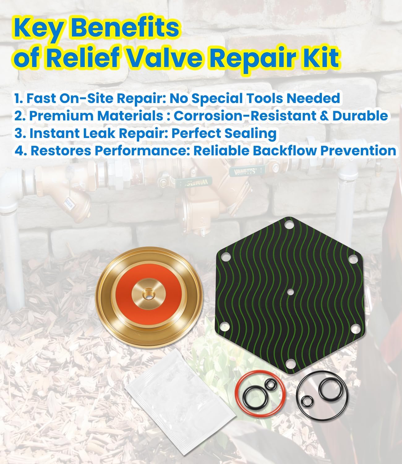 0794062 Relief Valve Repair Kit with Lubricant Compatible with 909 M1 / LF909M1 (1-1/4" - 2"), Rubber Parts Kit Replaces 0887141, Fits for Grainger 818DD1, 818DD7, 818DE2