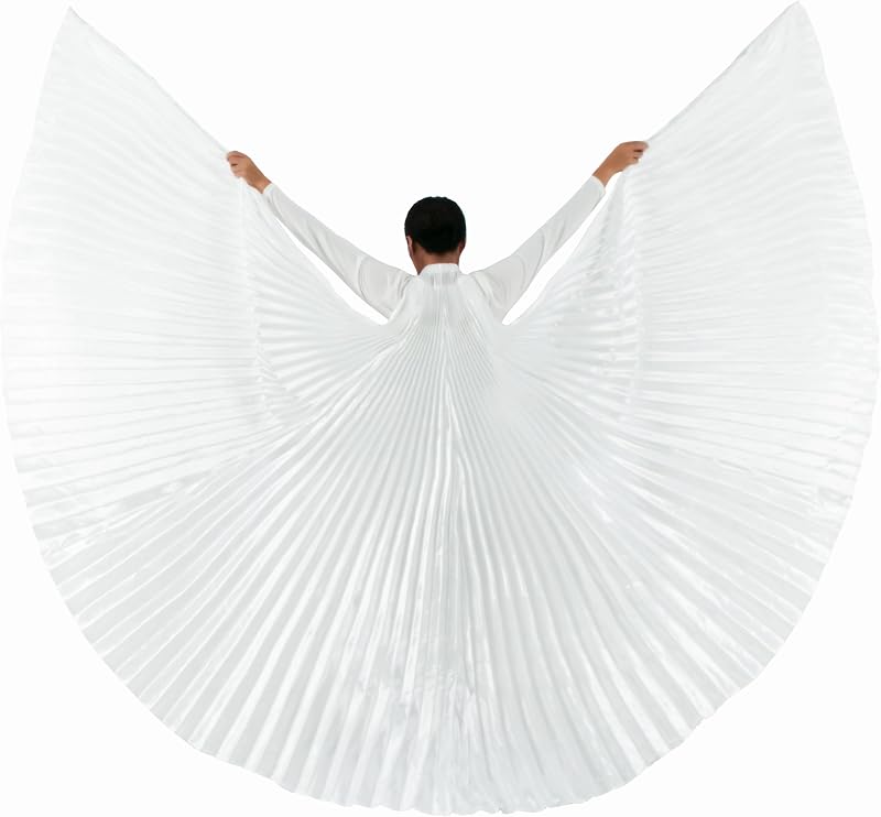 Disfraz de danza del vientre con 2 palos y ángel Coak para mujer, alas angulares de Isis