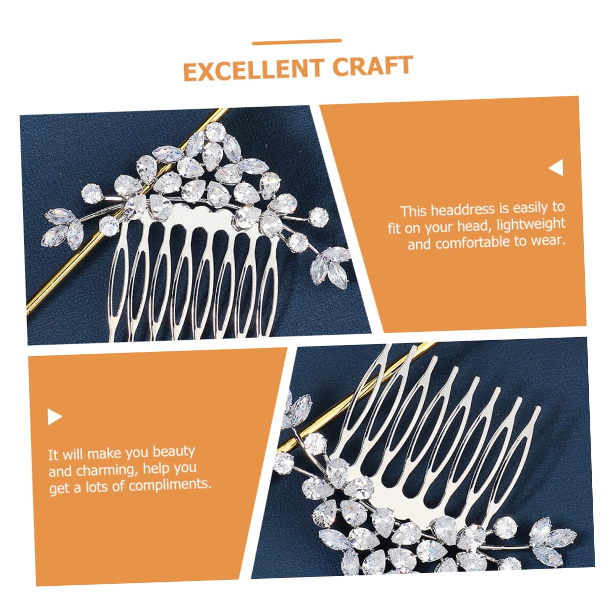 FRCOLOR 3pcs Bridal Rhinestone Hair Comb Headpiece for Weddings Elegant Lightweight and Comfortable for Parties Dances and Photography
