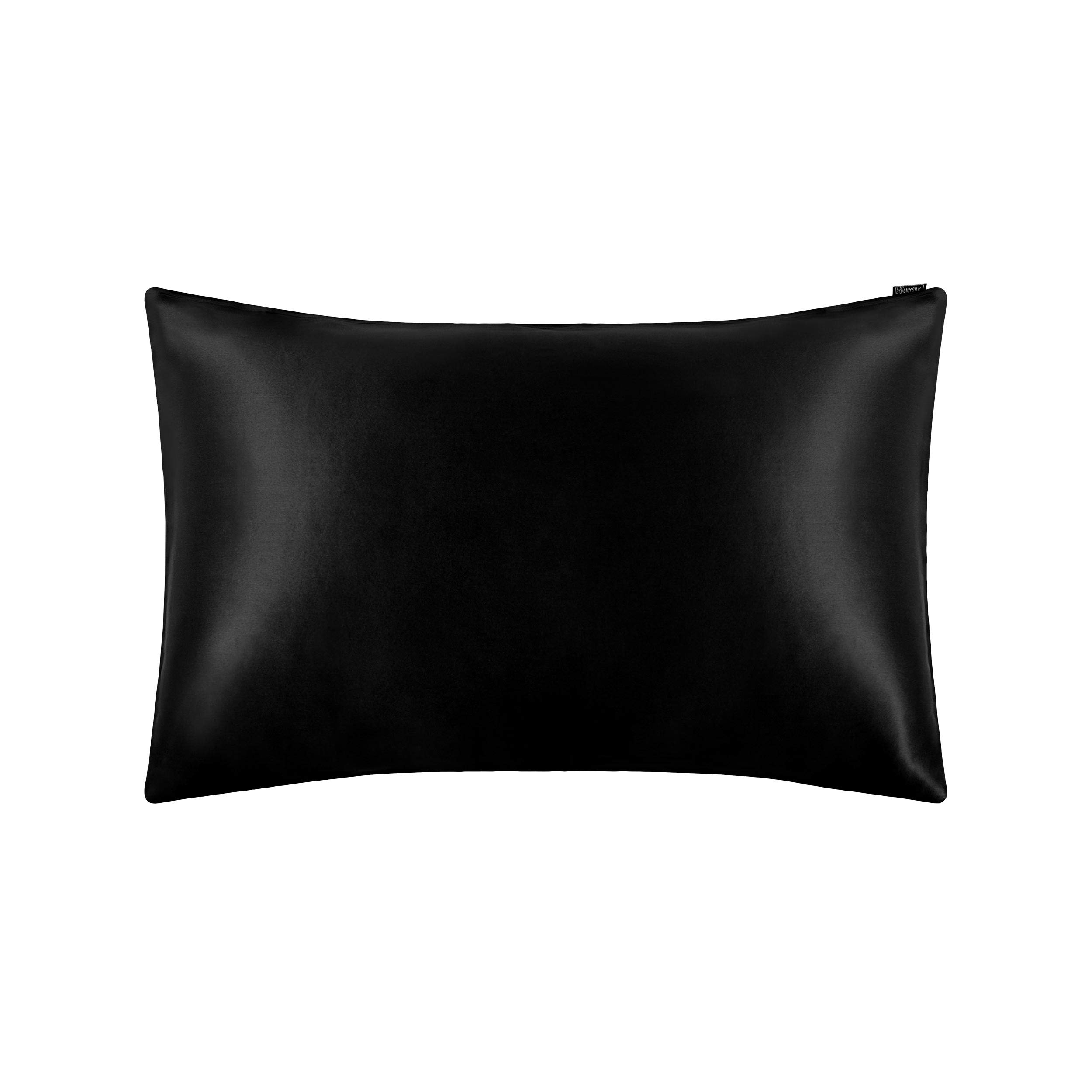 100% czysty jedwab poszewka na poduszkę 22 Momme przeciwzmarszczkowa pielęgnacja skóry, czarna, 50 x 70 cm, luksusowa, gładka satynowa poszewka na poduszkę dla zdrowych włosów i skóry, 1 sztuka