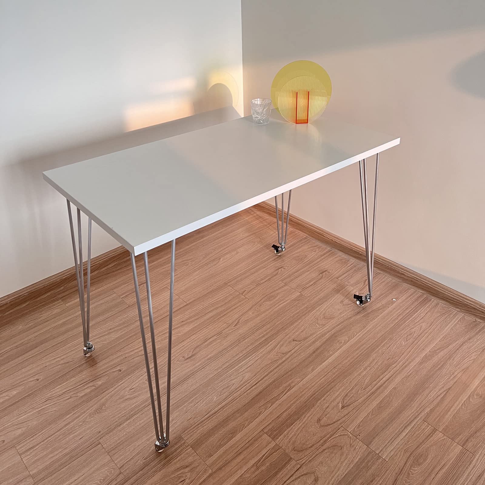 4 Ruedas giratorias con vástago, hasta 100 kg, Resistentes y pequeñas para Muebles, diámetro de Rueda: 50 mm, silenciosas, de Goma Transparente (2 con Freno + 2 giratorias M8 x 25