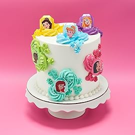 DecoPac Disney Princess Gemstone Rings, Cupcake Decorations Featuring Mulan, Cinderella, Tiana, Belle, Rapunzel and Ariel, Multicolored 3D Food Safe Cake Toppers - 24 Pack