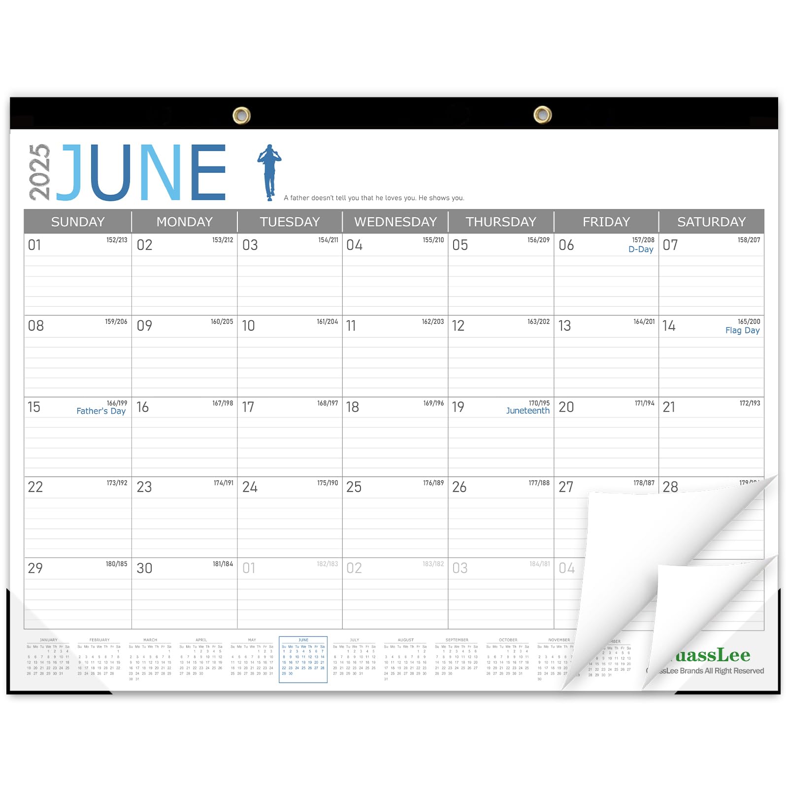 GuassLee 2025-2026 Desk Calendar - 19 Months 17 x 22 Inches Large Academic Monthly Calendar from Jun. 2025 to Dec. 2026 with Hanging Rope, Julian Dates and Large Ruled Blocks for Home School Office