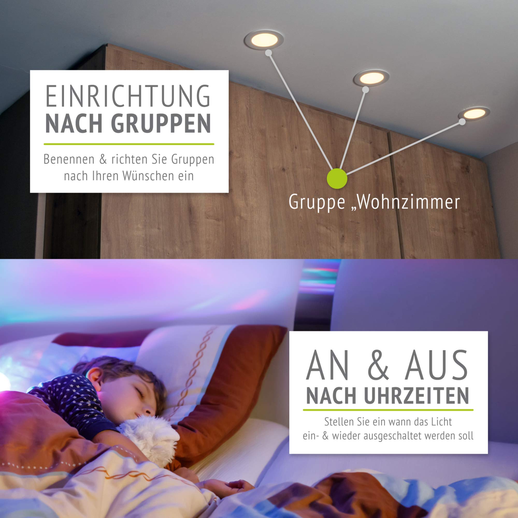linovum Smart LED GU10 Lampe 5W RGBW WLAN dimmbar Alexa Google Wifi | Smarte GU10 Lampe mit RGB & Weißtönen - per App & Sprache steuerbar, warmweiß bis kaltweiß, 380 Lumen, 5W, ohne Bridge