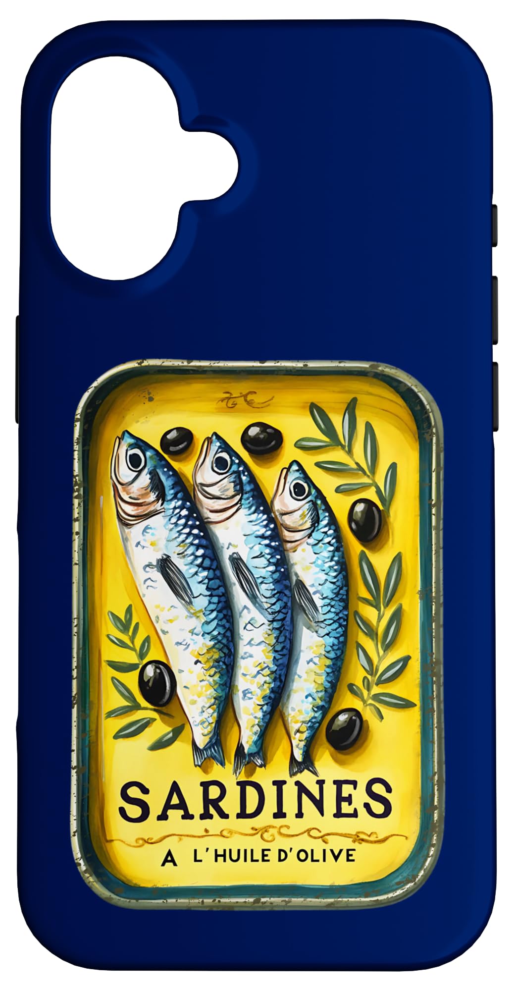 Retro European Yellow Summer Sardine Fish Can Case for iPhone 16