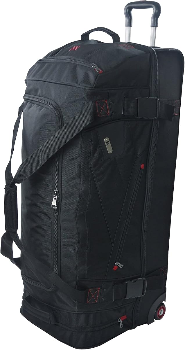 Rolling Duffel Travel Luggage Bag with Wheels, Black, 36"
