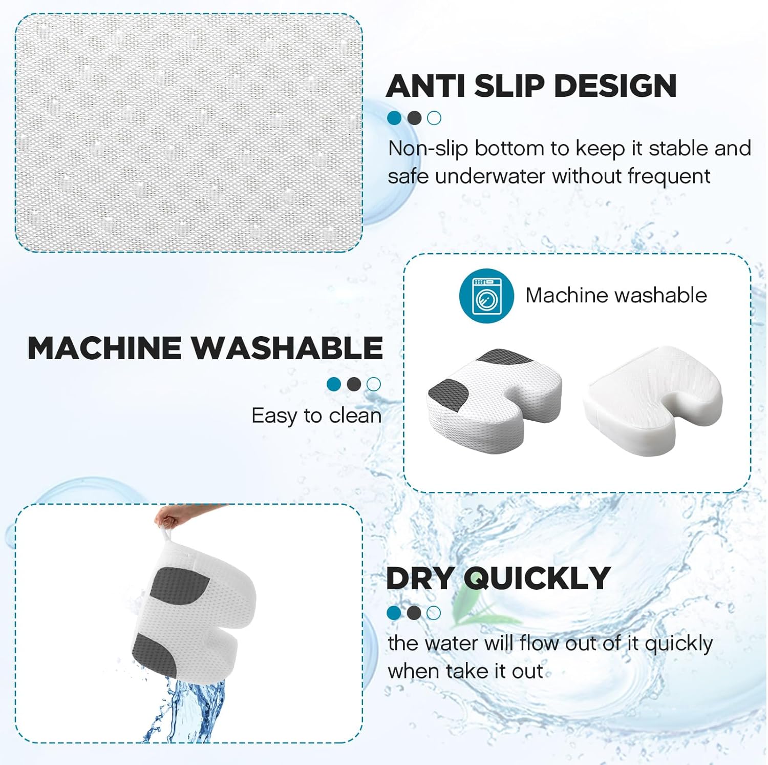 Suzile 2 Pcs Hot Tub Booster Seat Weighted Spa Bathtub Booster Inflatable Cushion Quick Dry Non Slip Bottom Portable Seat with 3D Air Mesh Cover Tub Accessory for Adult Indoor Outdoor(White Grey)