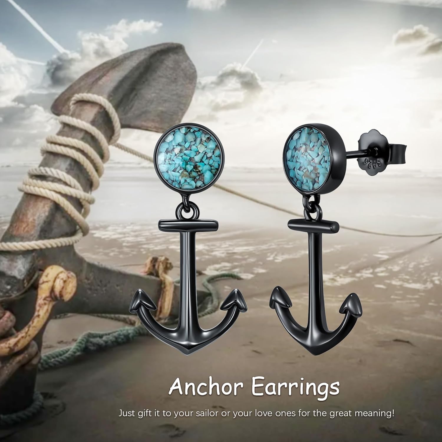 Black Dangle Drop Earrings 925 Sterling Silver Turquoise Earrings Jewelry Gifts for Women Men