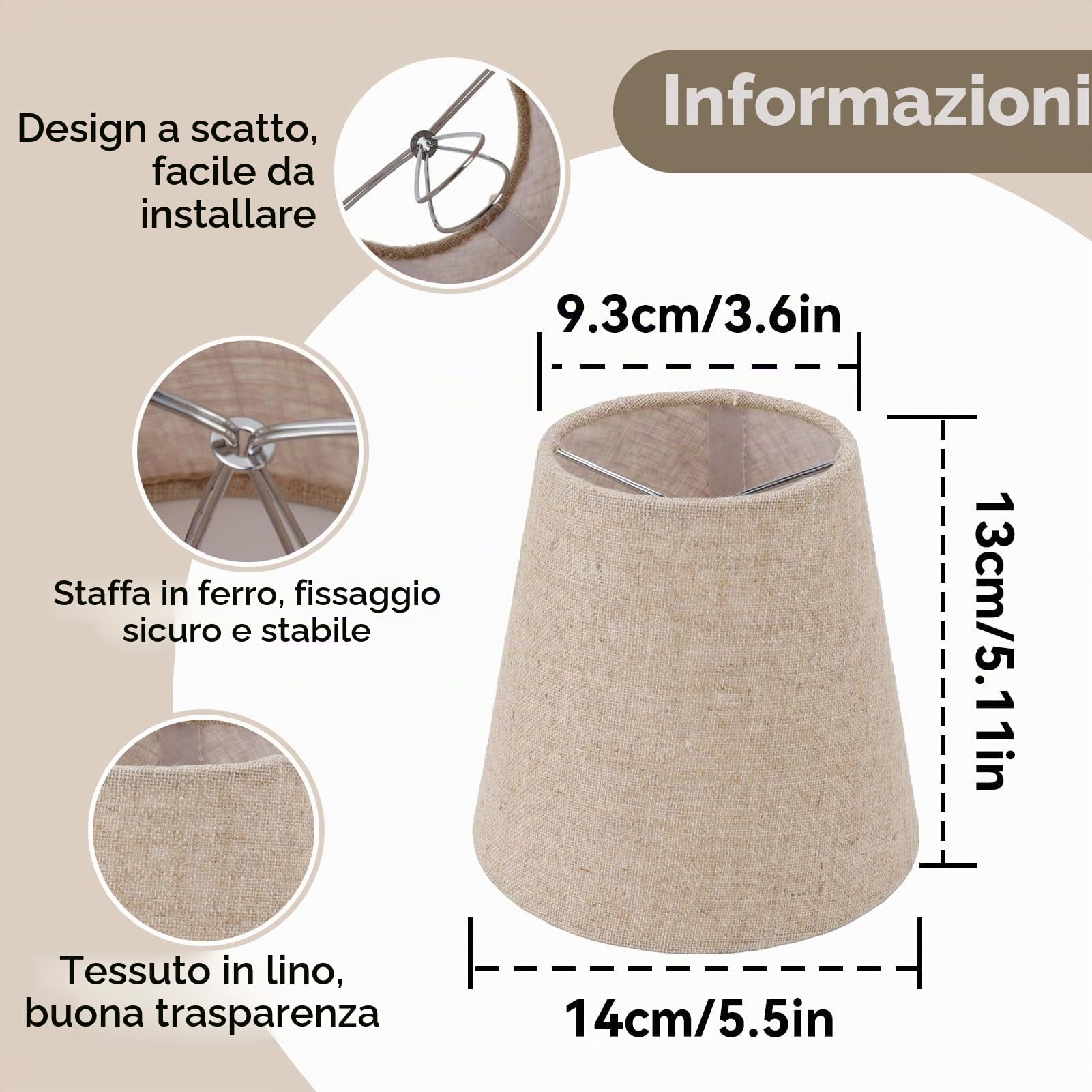 Paralume Piccolo, 6 Paralumi In Lino Con Clip, Paralumi Per Lampade Paralume In Tessuto Mini Botte Per Paralume Lampadario Set Di Paralumi Per Lampadari Da Tavolo