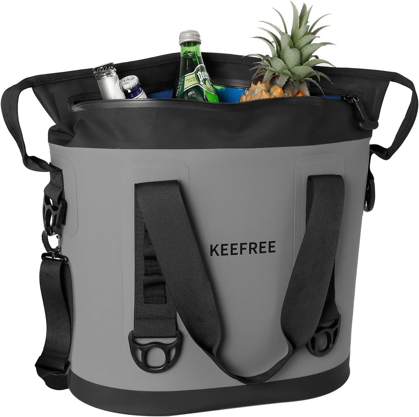Tote Cooler 20 Can Insulated Soft Cooler Bag Waterproof Handbag Shoulder Bag for Lunch Drink Beverage Picnic BBQ Beach Hiking Fishing Camping Travel Grey