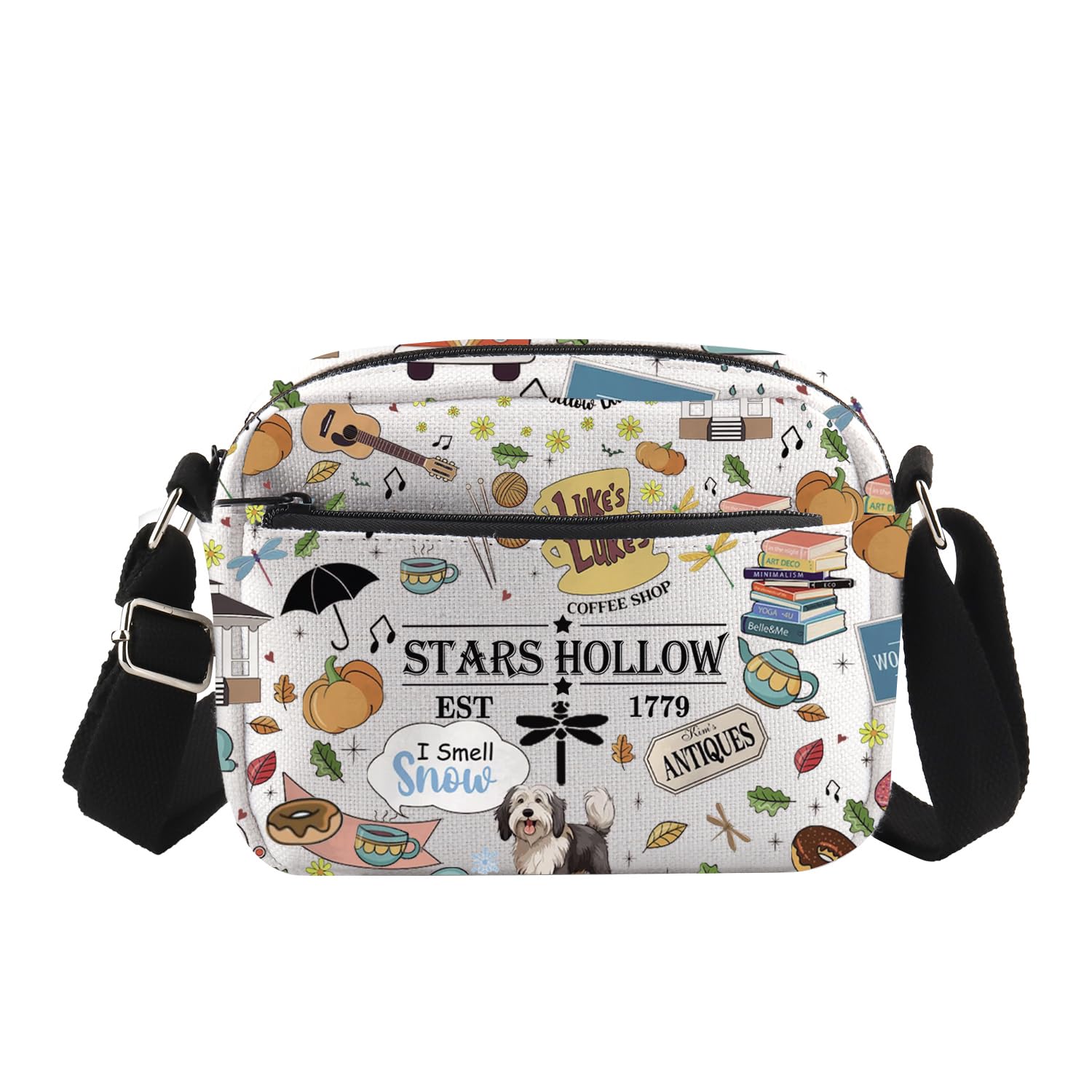 ENSIANTH Stars Hollow TV Show Inspired Crossbody Purses Bag Lukes Diner Gift Dragonfly Inn Lorelei Rory Fans Messenger Bag (Hollow 1779 HengCB)