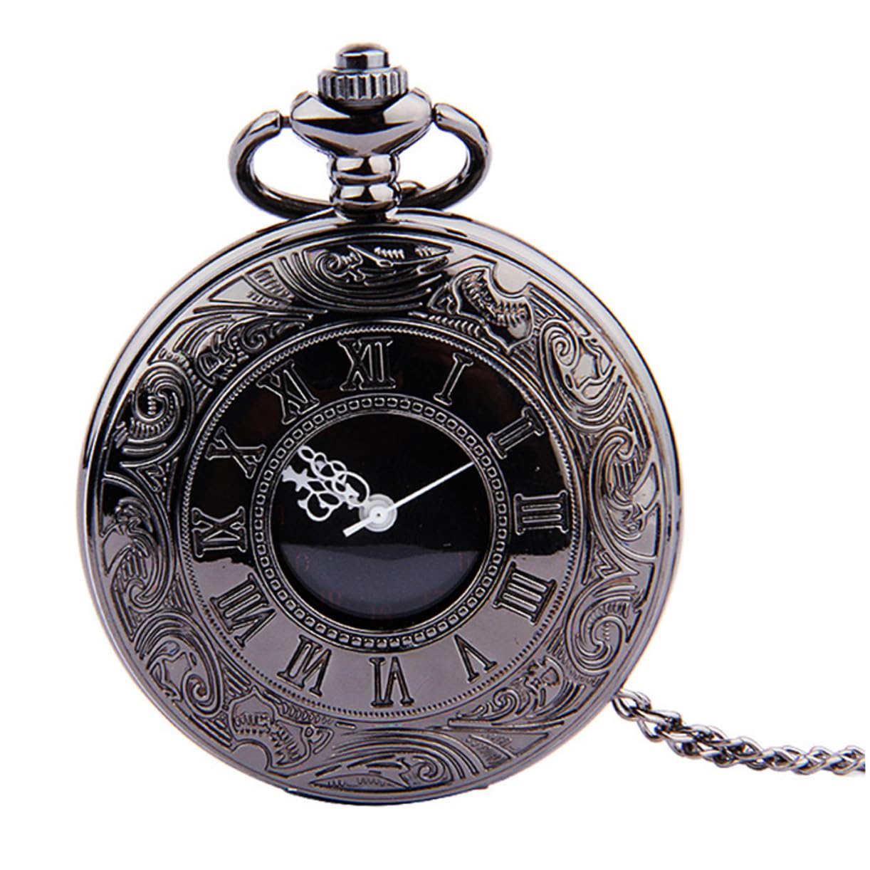 PartyKindom 1Pc Retro Classic Dual Display Roman Numerals Pocket Watch Steampunk Design with Thin Chain Vintage Antique Style for Men and Women